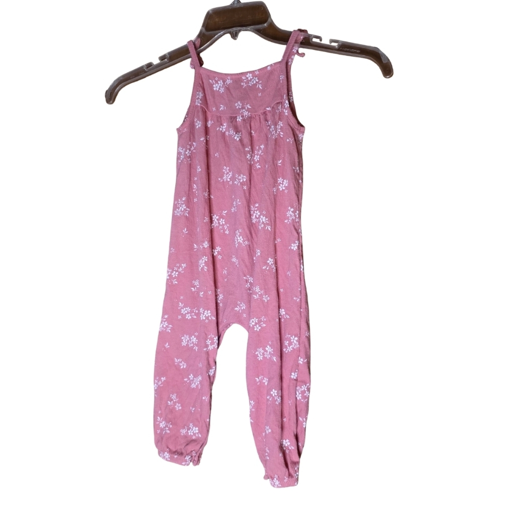 Carters 24M Pink Floral Sleeveless Romper Jumpsuit Toddler Girl